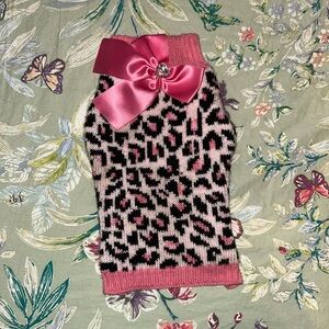 XS Chic Pink Leopard Print Dog Sweater